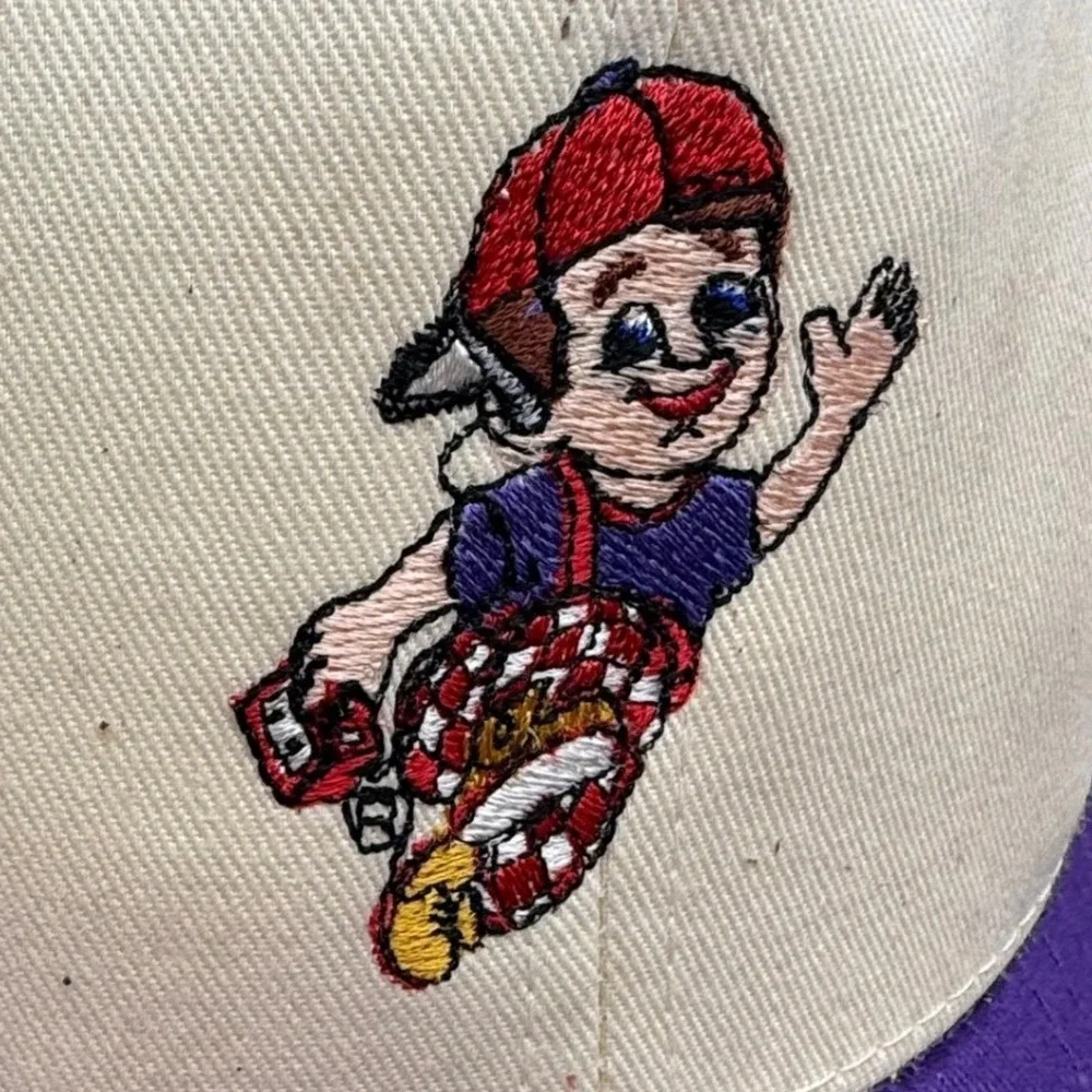 Vintage Bobs Big Boy‎ Snapback Hat Cream Purple Mascot Embroidered Cap TC